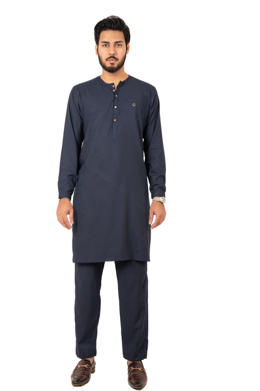Navy Lucknowi Kurta Pajama