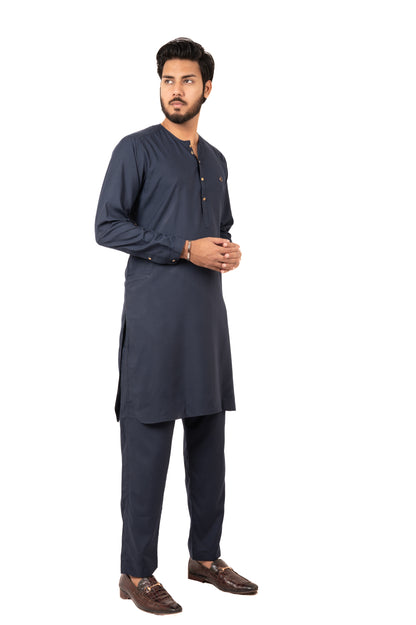 Navy Lucknowi Kurta Pajama