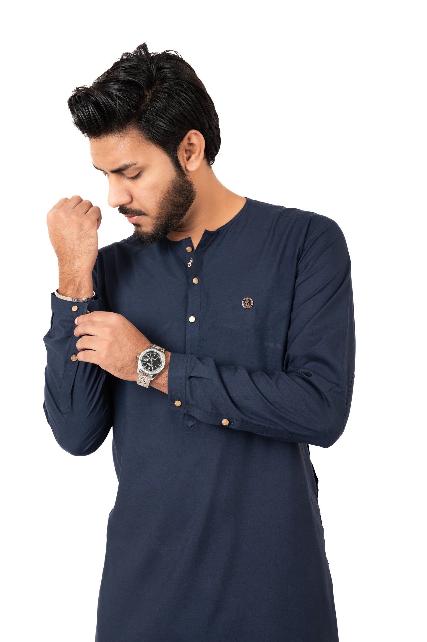 Navy Lucknowi Kurta Pajama