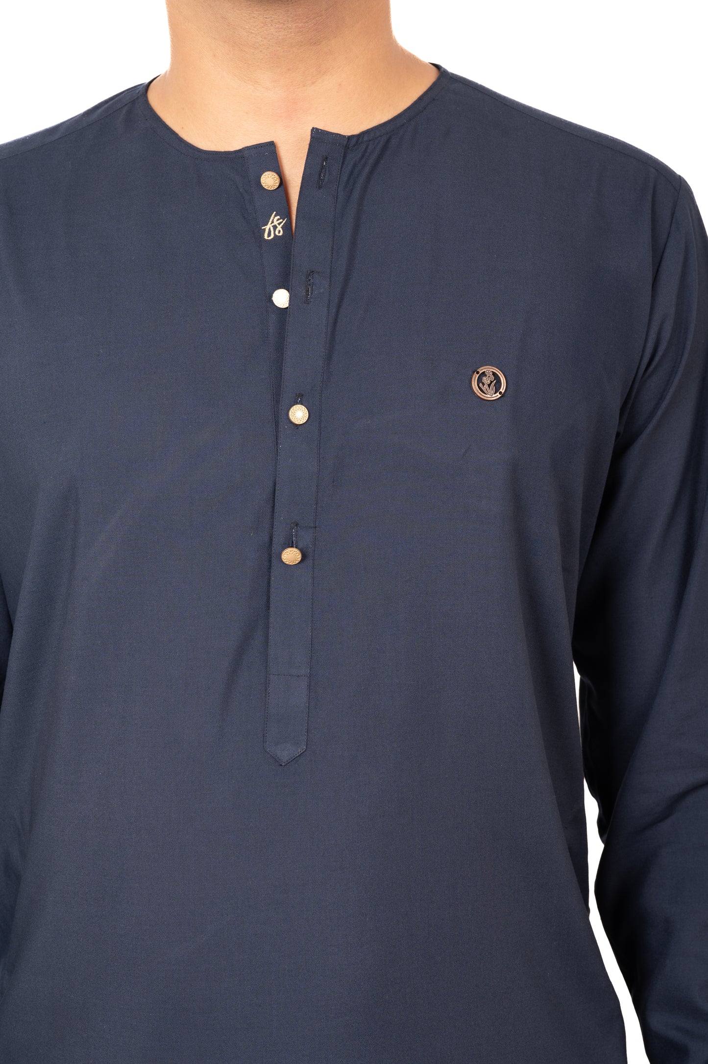 Navy Lucknowi Kurta Pajama
