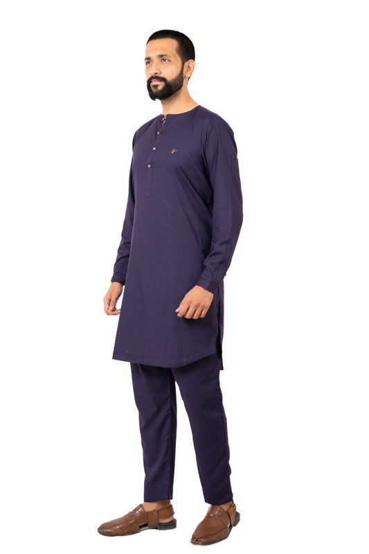 Purple Lucknowi Kurta Pajama