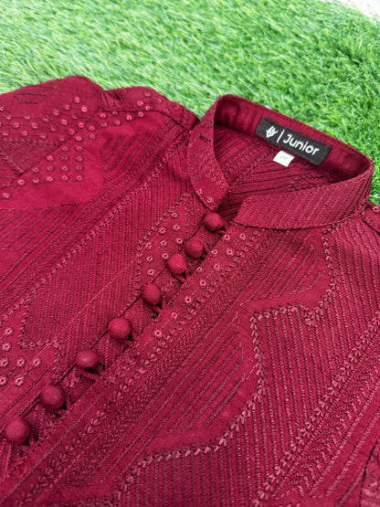 Maroon Embroidered Sequins Kurta Pajama