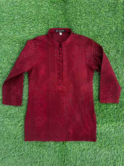 Maroon Embroidered Sequins Kurta Pajama