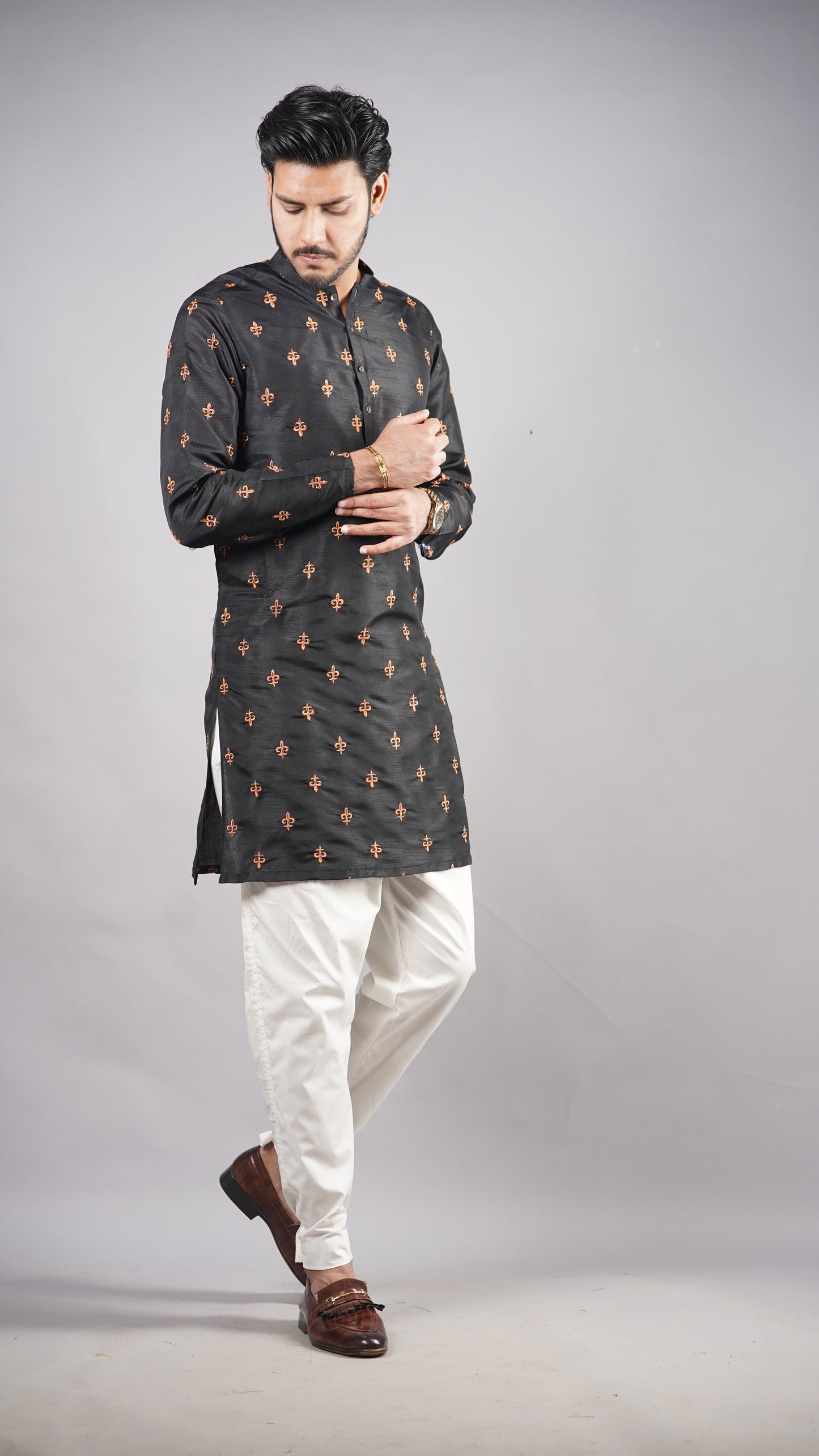 Black Premium Embroidered Kurta