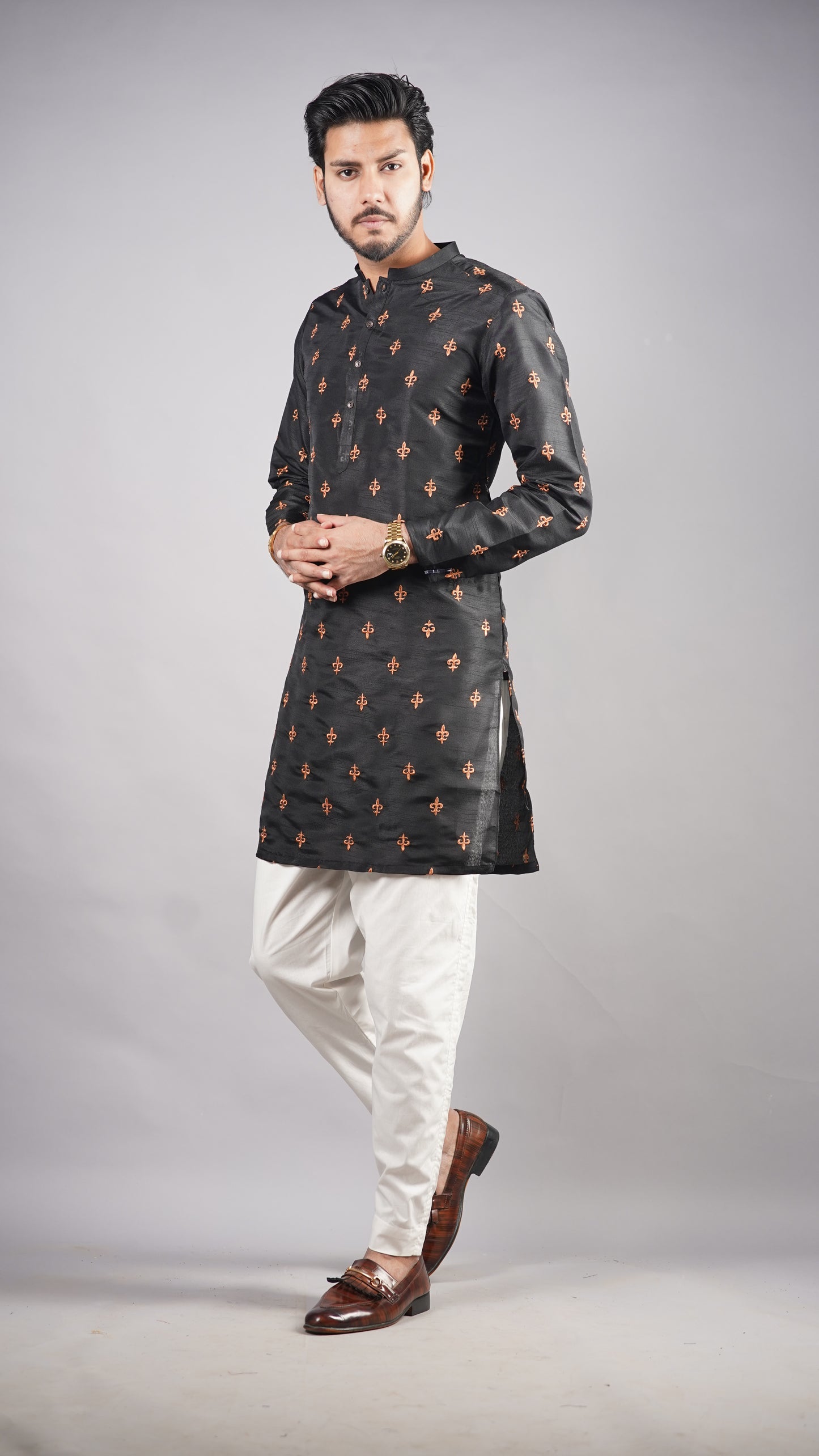 Black Premium Embroidered Kurta