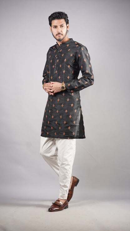 Black Premium Embroidered Kurta