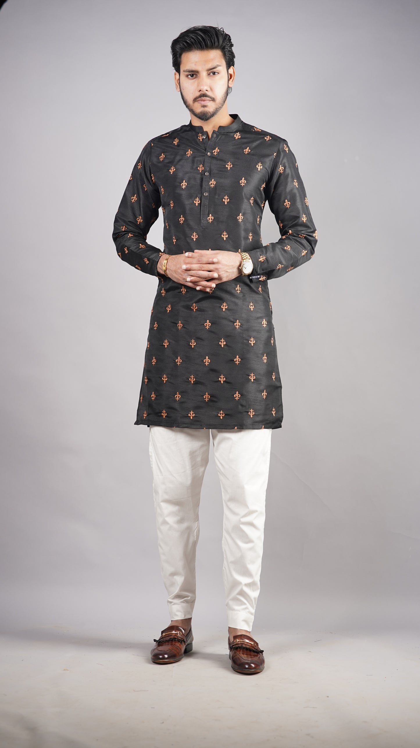Black Premium Embroidered Kurta