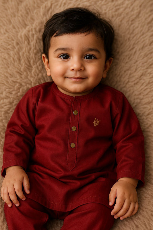 Maroon Infant Kurta Pajama