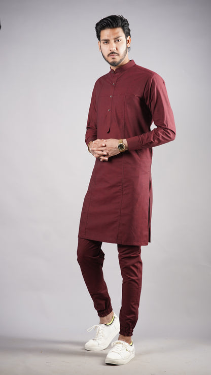 Premium Maroon Jog Style Kurta Pajama